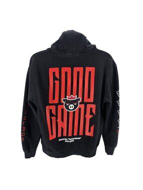 Technoblade Mens Large Hoodie Pig King Graphic Memorial Black Hooded Sweatshirt